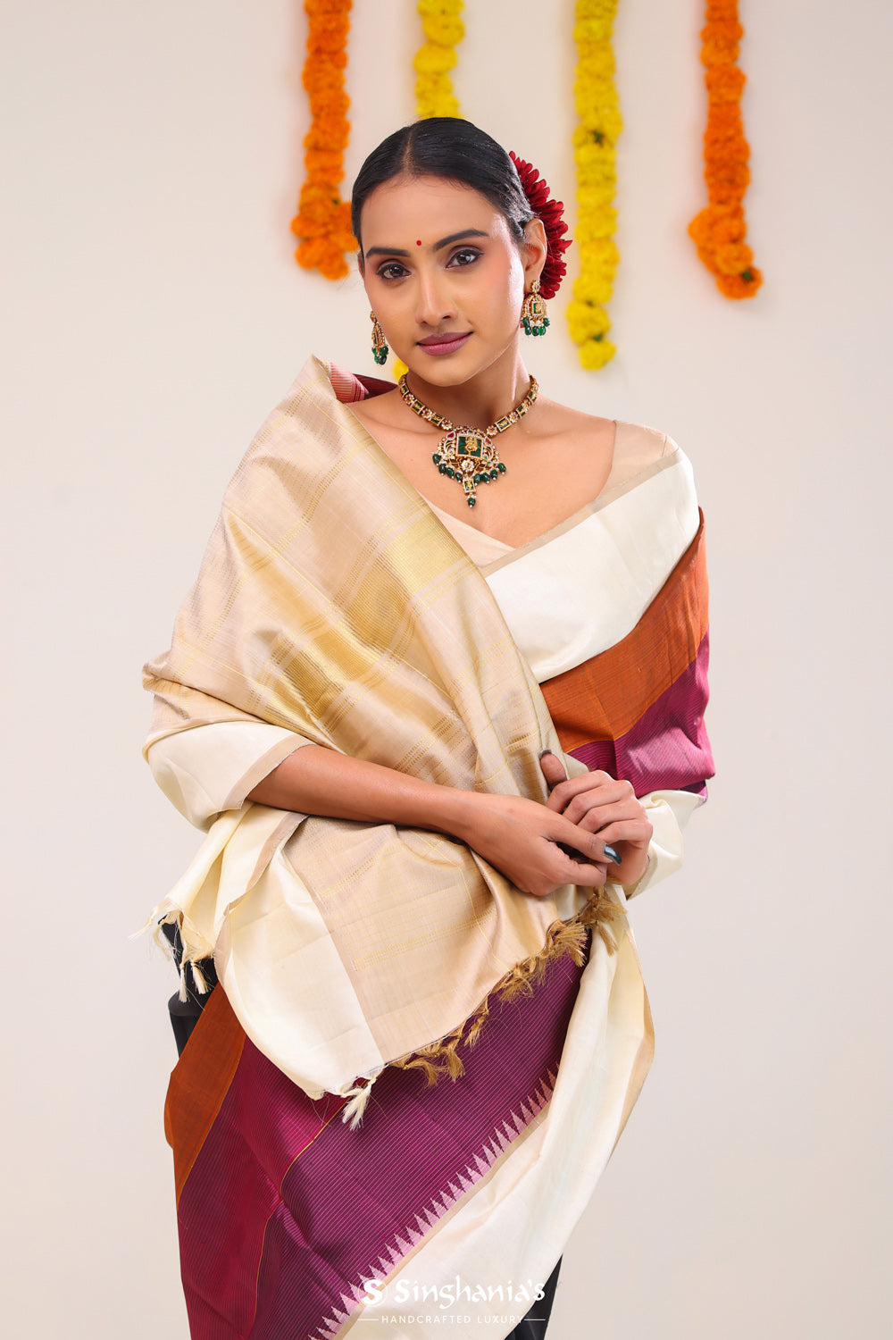 Multi-Layered Rain Drop Kanjivaram Silk Saree