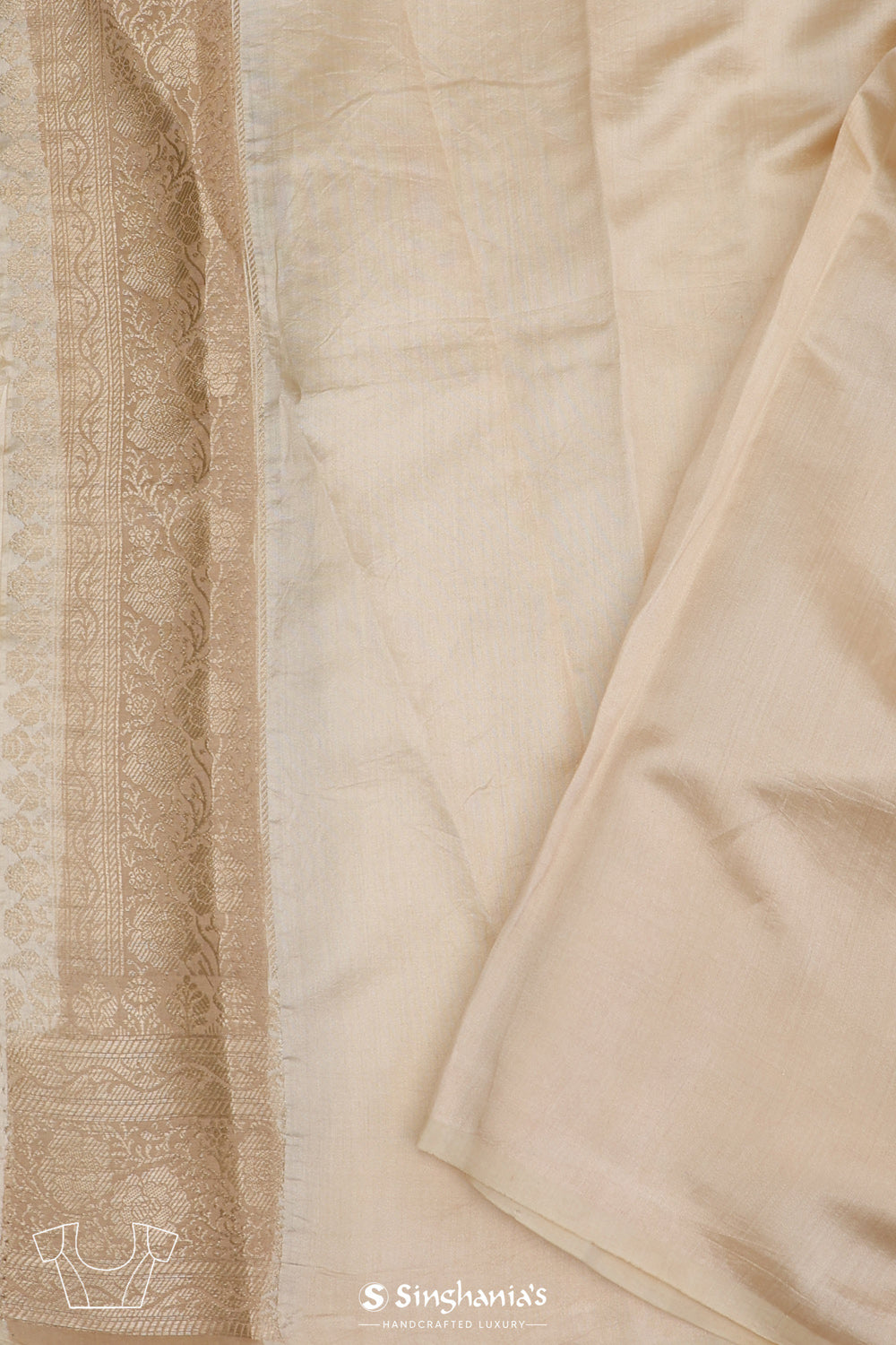 Champagne Peach Multicolour Chiniya Banarasi Silk Saree