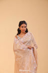 Pale Pink Crushed Tissue Handcrafted Saree