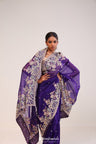 Picotee Blue Organza Handcrafted Saree