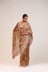 Golden Brown Handcrafted Tissue Saree