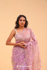 Orchid Purple Organza Handcrafted Saree