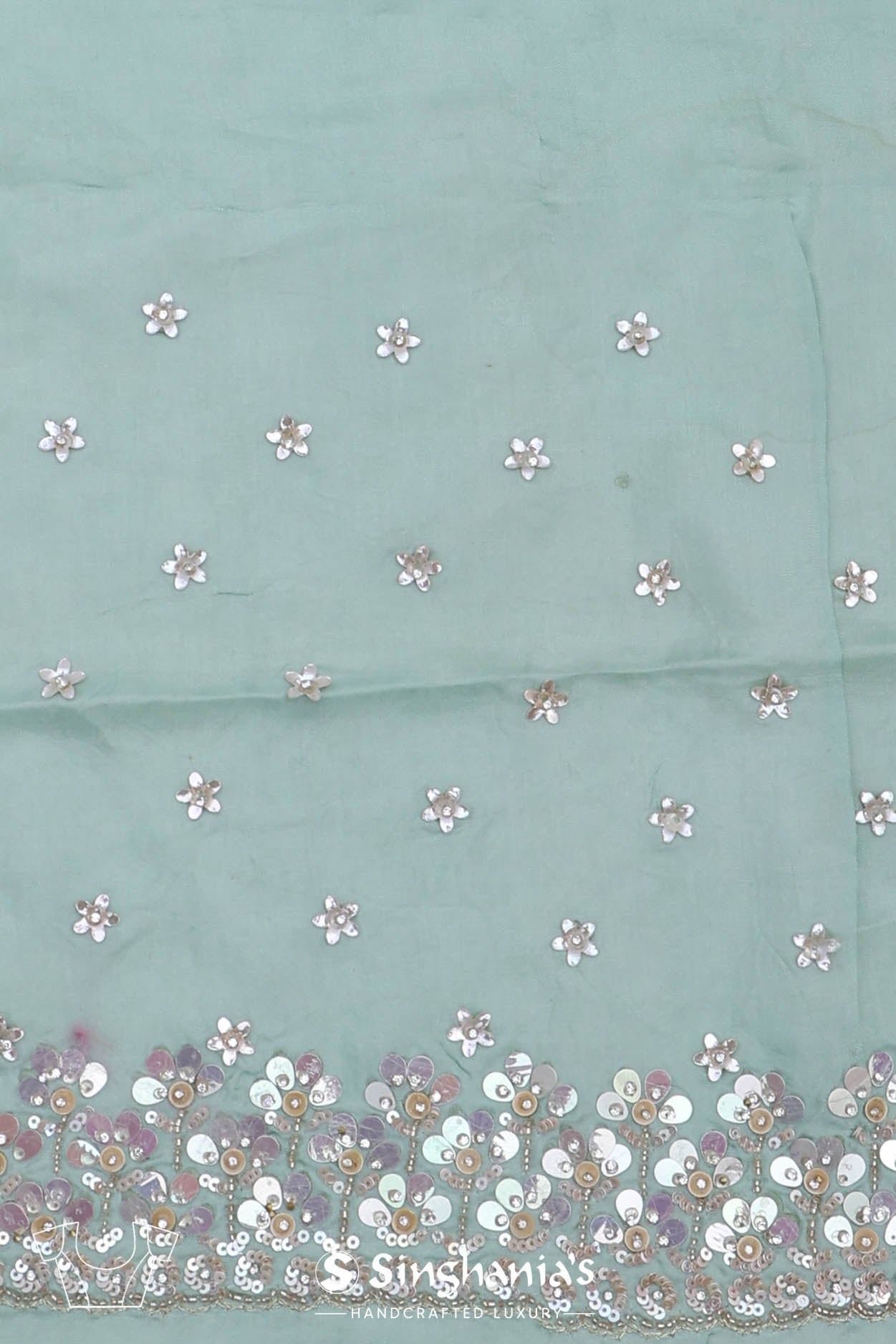 Beau Blue Crushed Tissue Handcrafted Saree