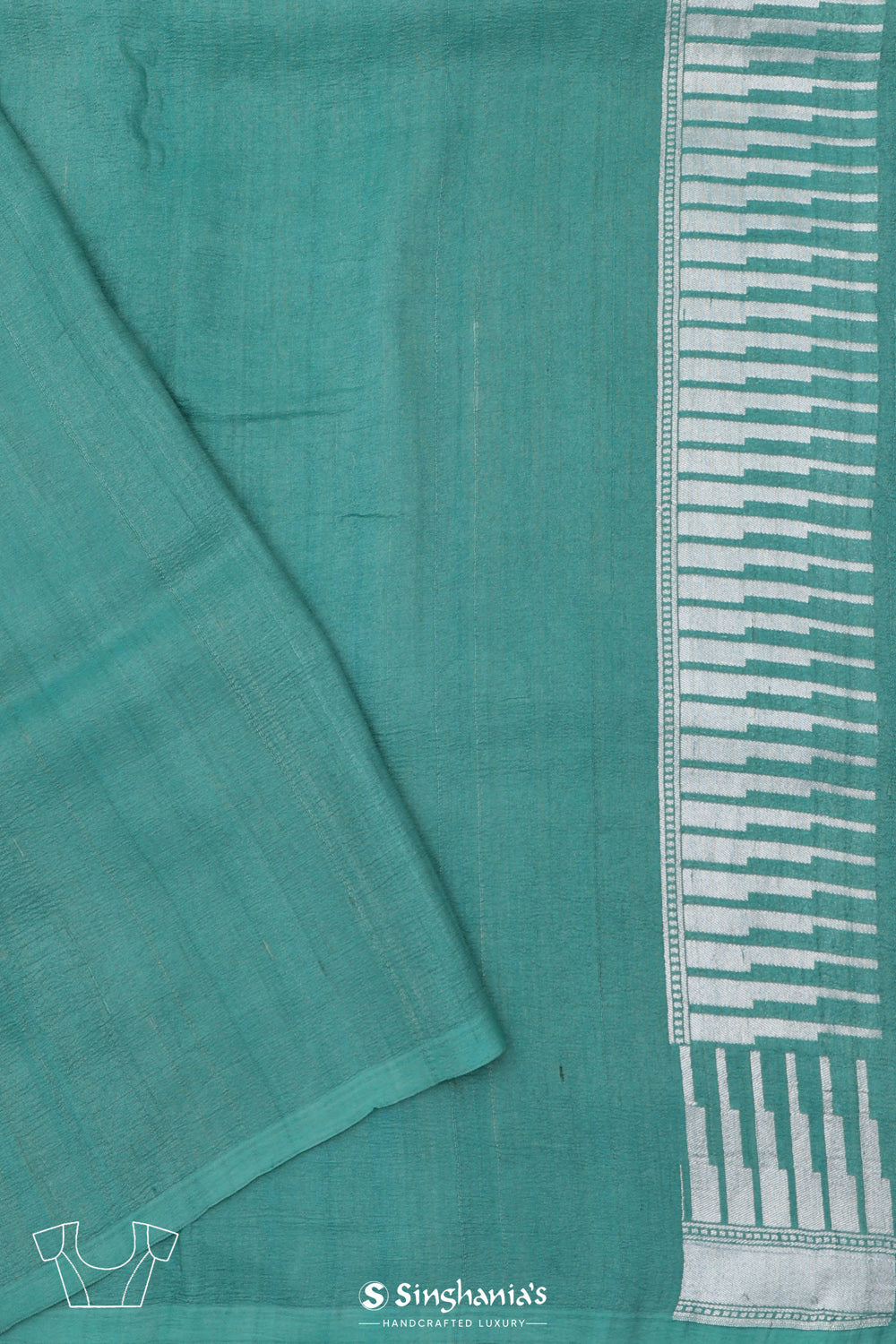 Verdigris Green Floral Banarasi Silk Saree