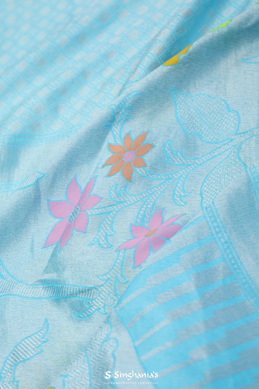 Sky Blue Meenakari Banarasi Silk Saree