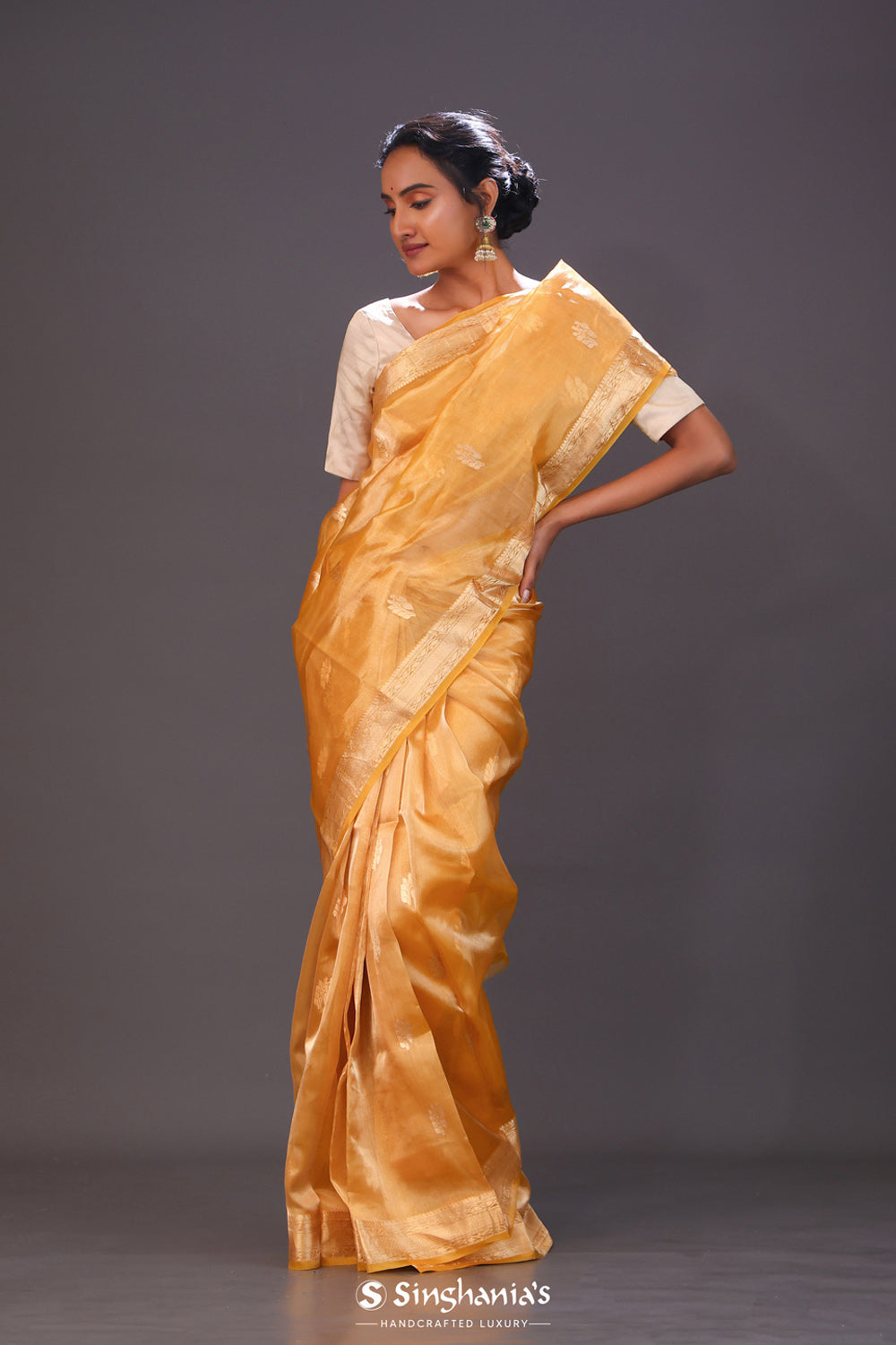 Honey Gold Tissue Chiniya Banarasi Saree