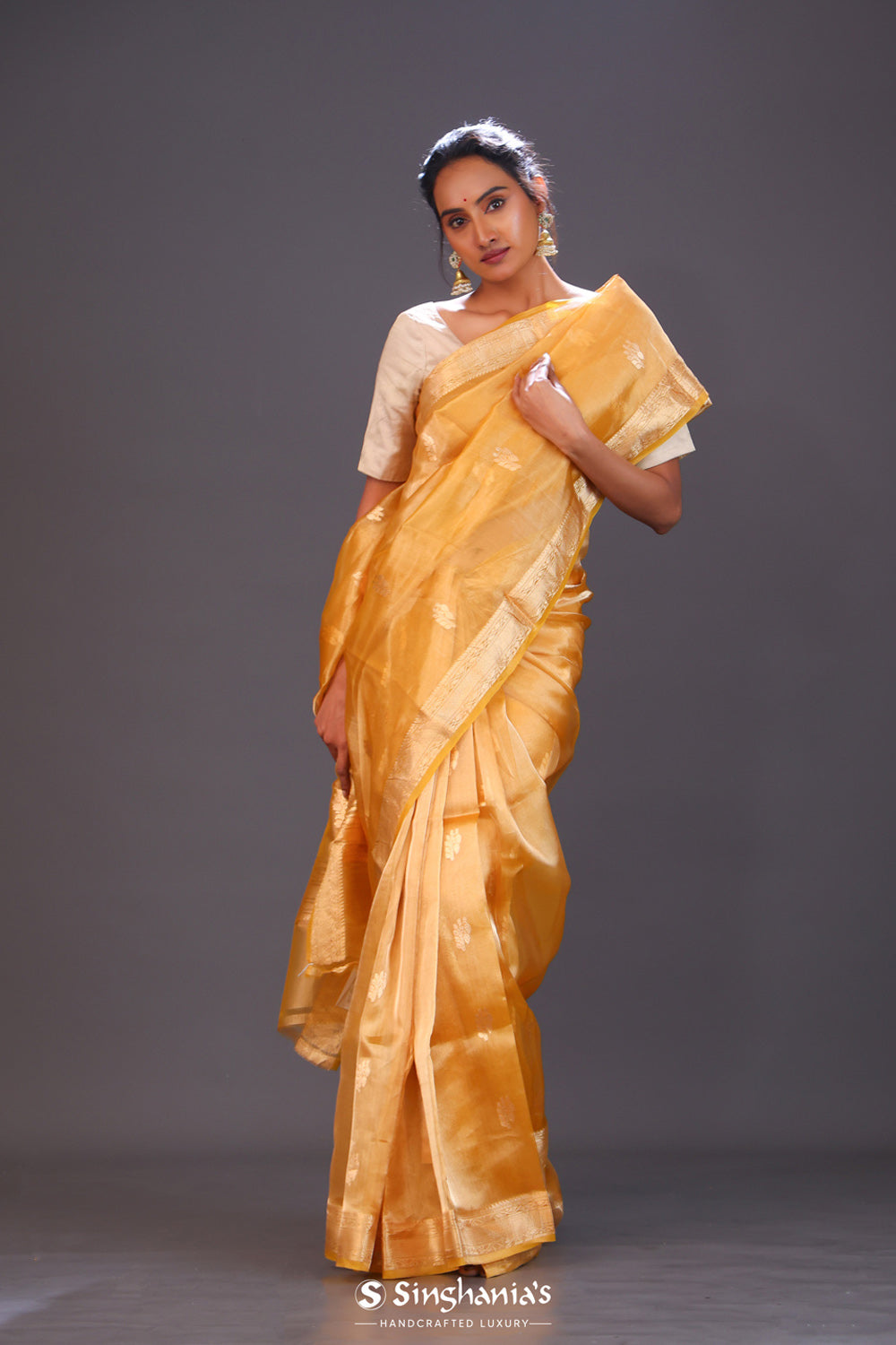 Honey Gold Tissue Chiniya Banarasi Saree