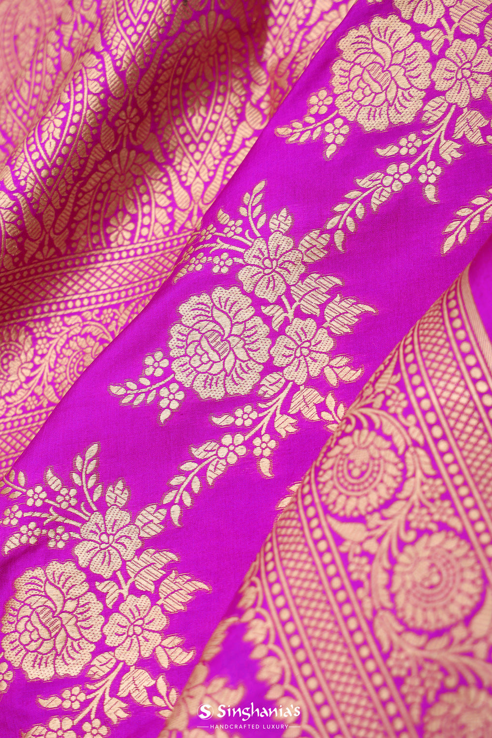 Deep Magenta Chiniya Banarasi Silk Saree