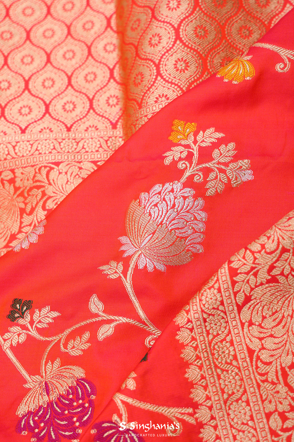 Arsenal Red Chiniya Banarasi Silk Saree