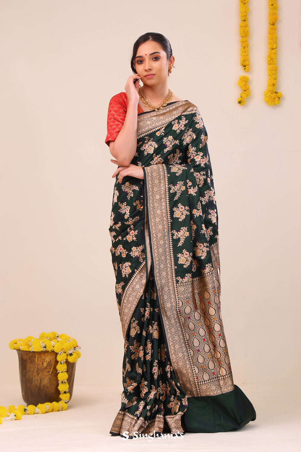 Sacramento Green Butta Banarasi Silk Saree