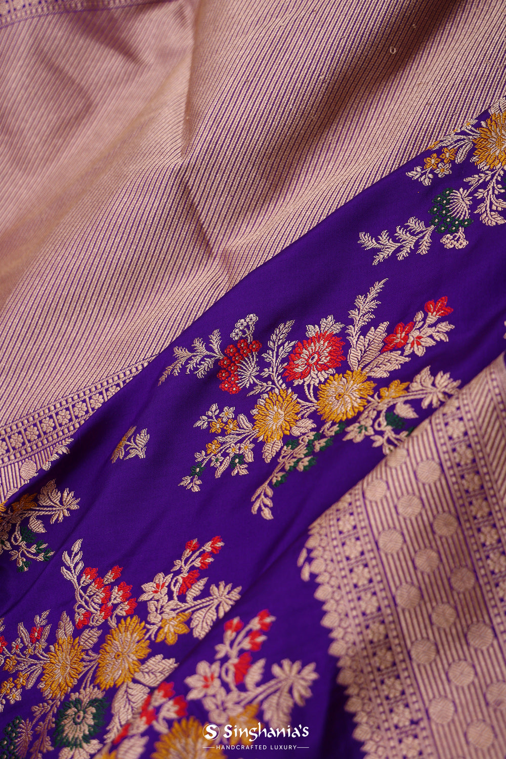 True Purple Flora Banarasi Silk Saree