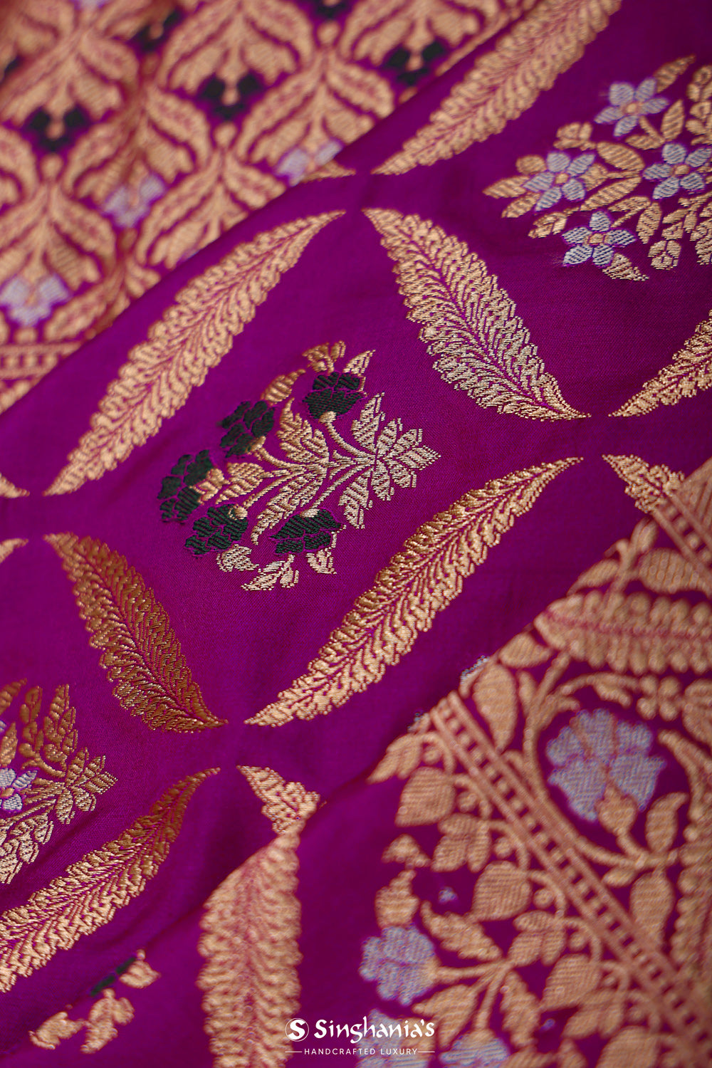 Dark Magenta Meenakari Banarasi Silk Saree