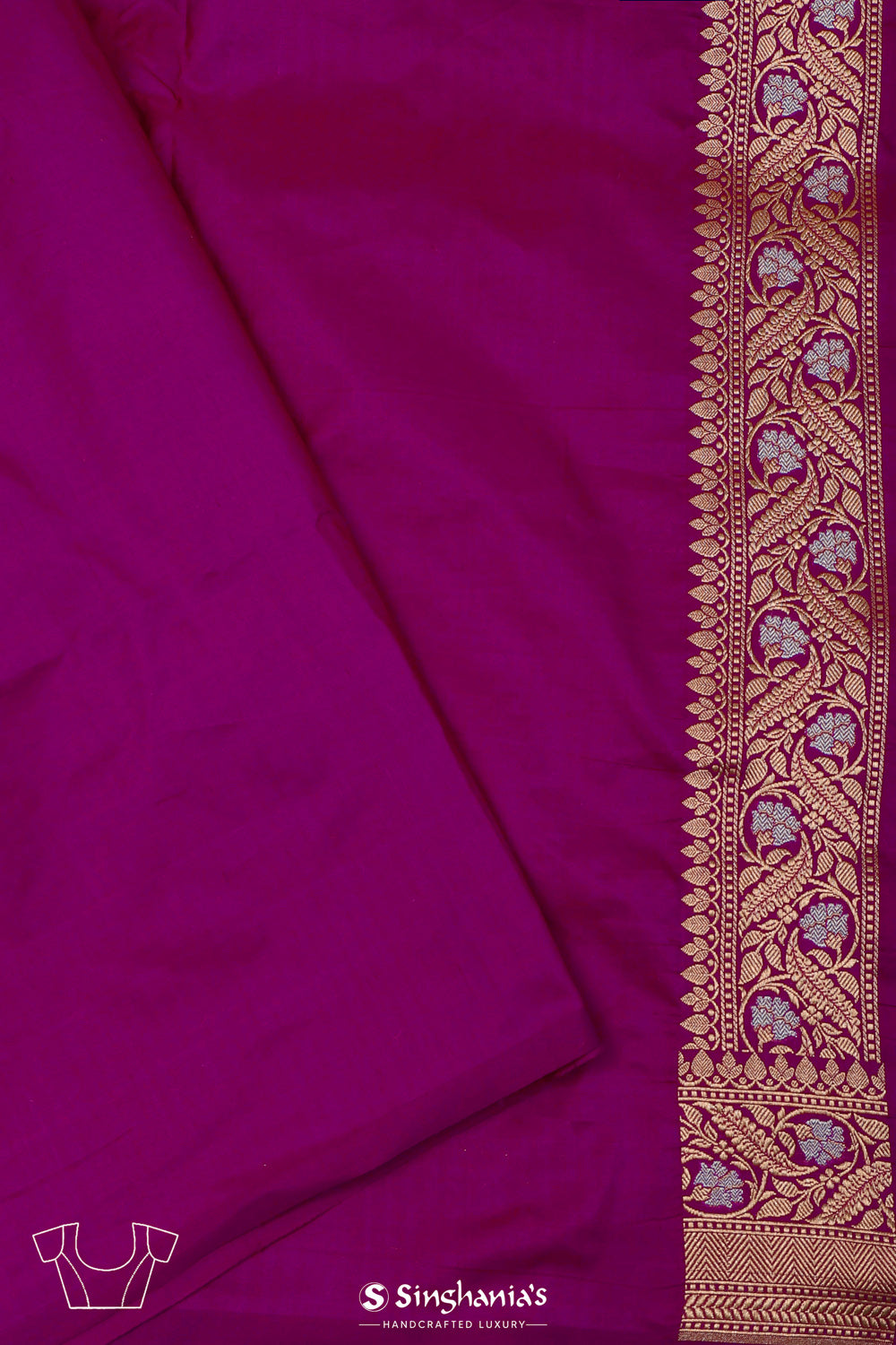 Dark Magenta Meenakari Banarasi Silk Saree