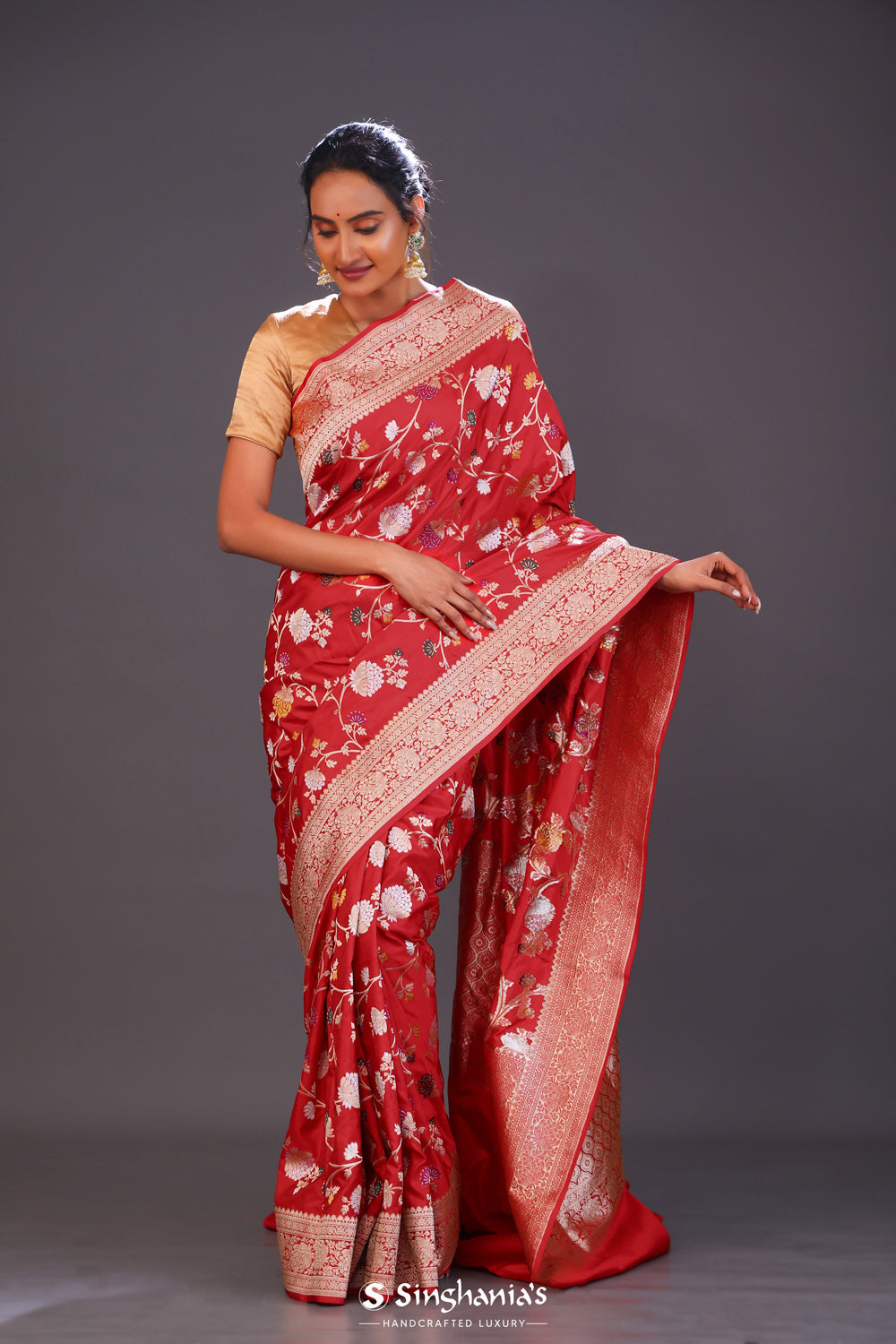 Persian Red Meenakari Banarasi Silk Saree