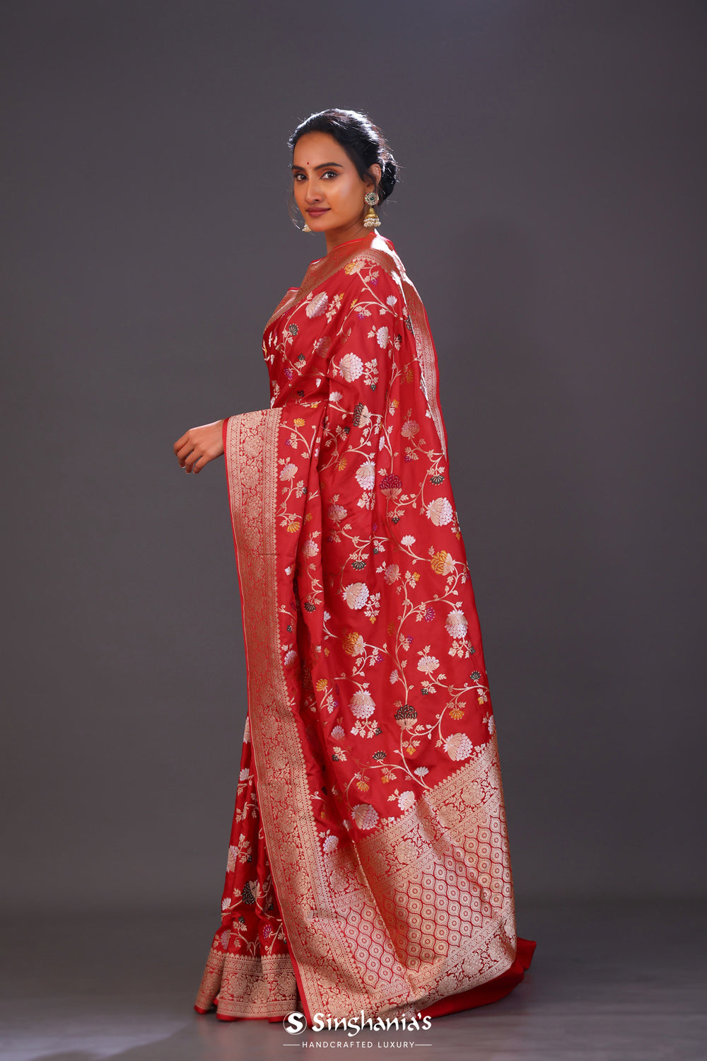 Persian Red Meenakari Banarasi Silk Saree