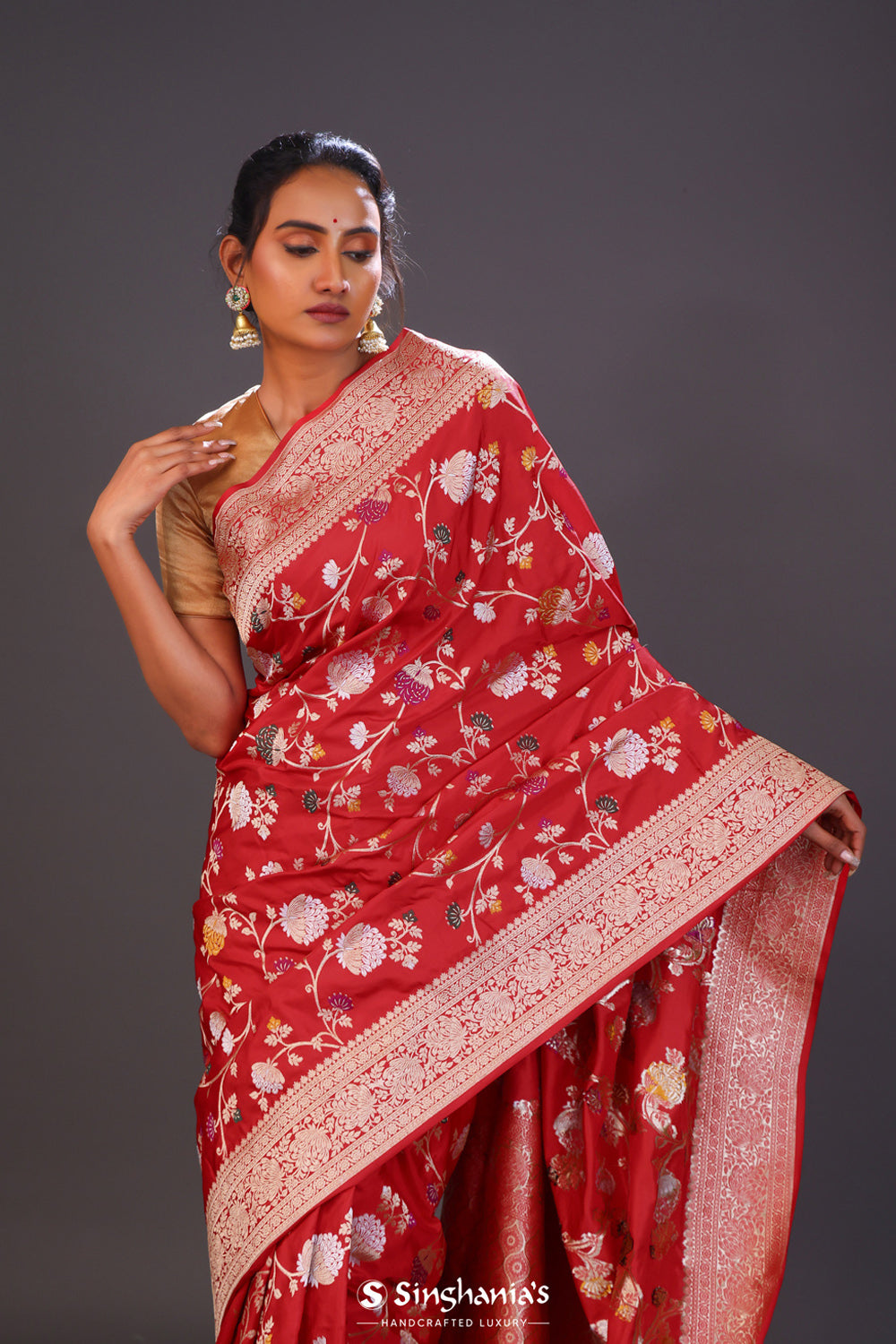 Persian Red Meenakari Banarasi Silk Saree