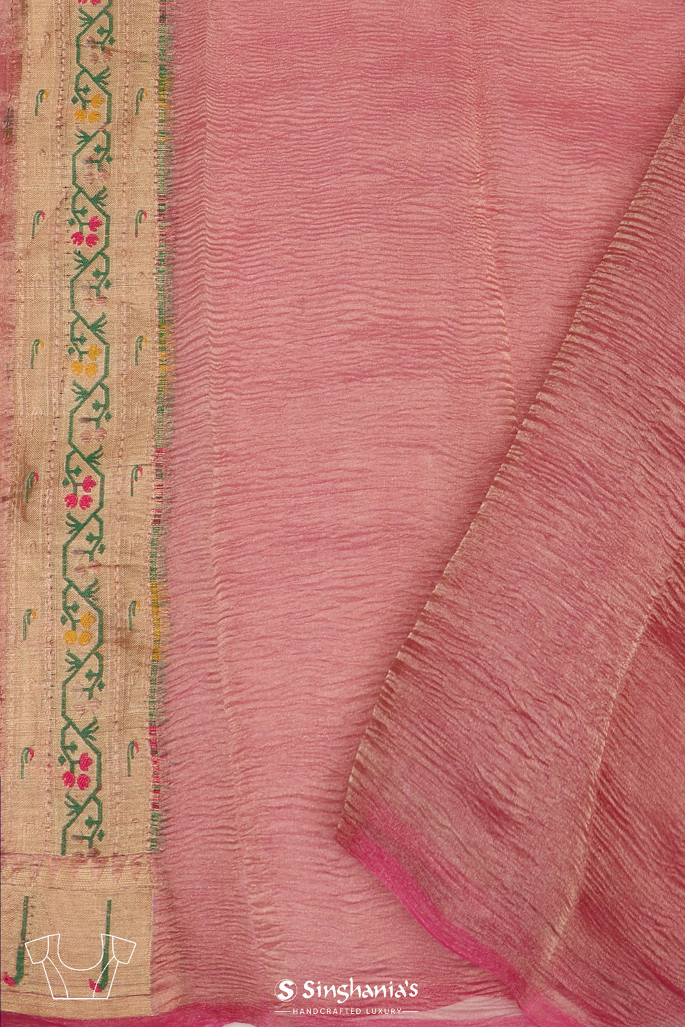 Rose Pink Tissue Chiniya Banarasi Saree