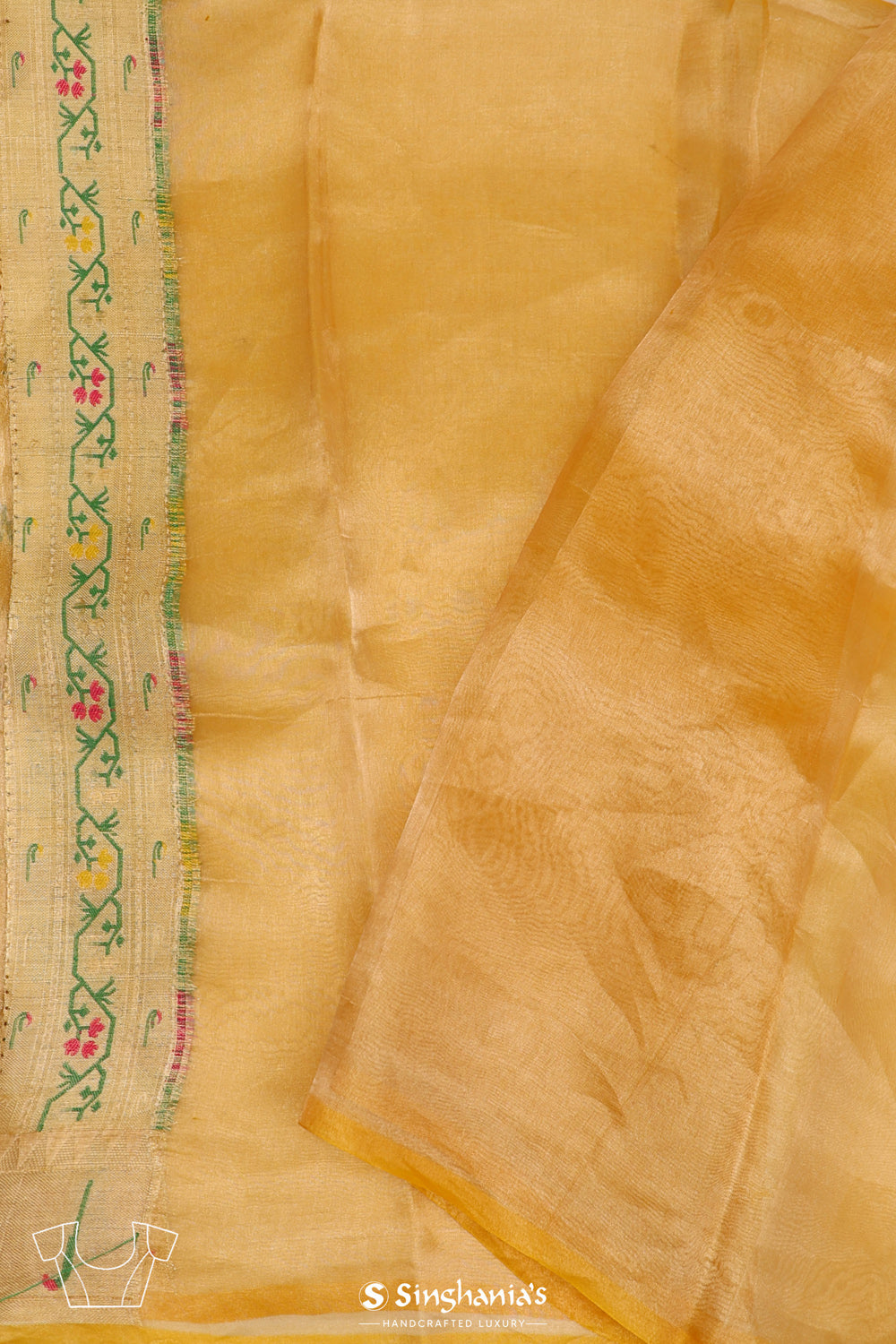 Golden Yellow Tissue Chiniya Banarasi Saree