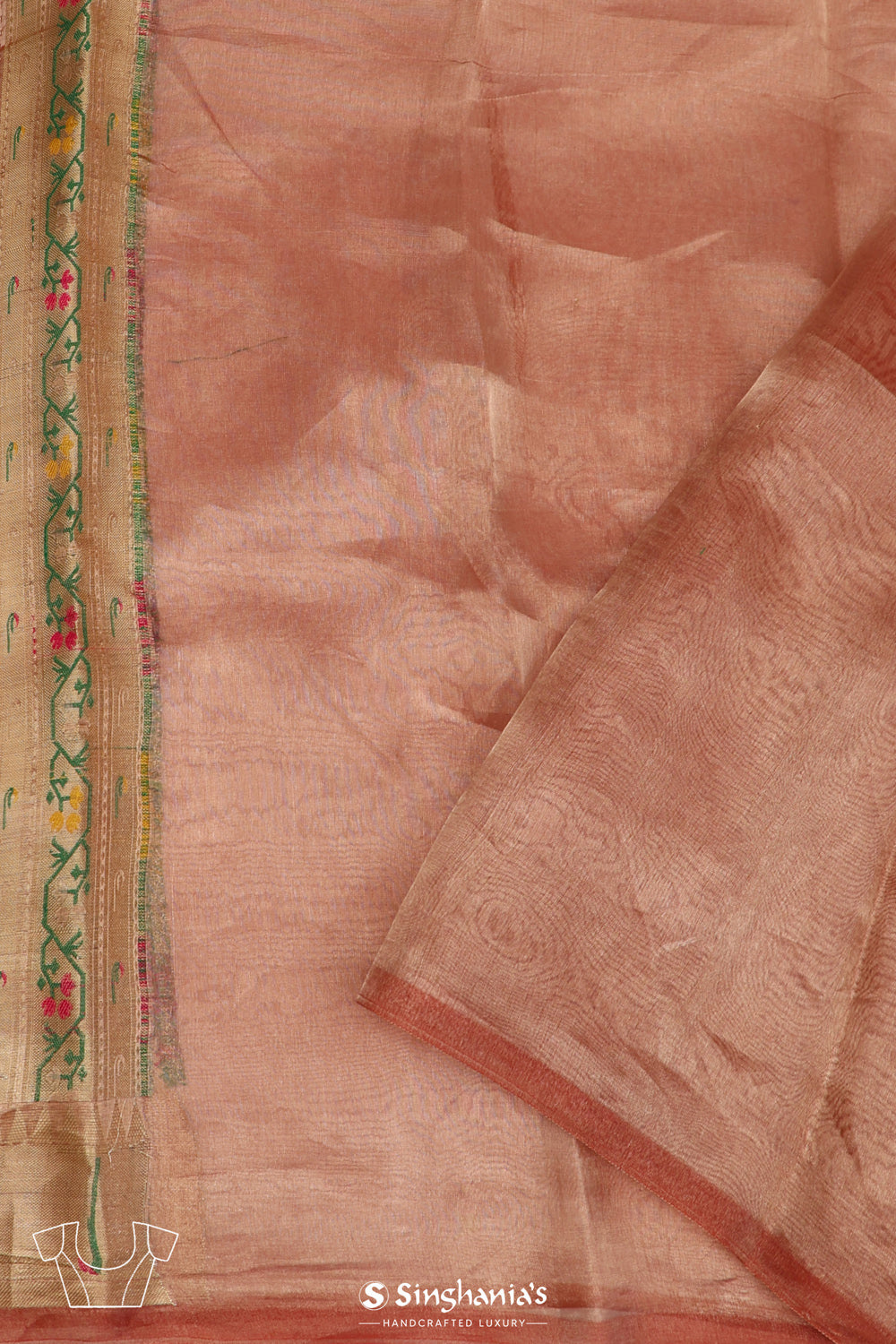 Rose Peach Tissue Chiniya Banarasi Saree