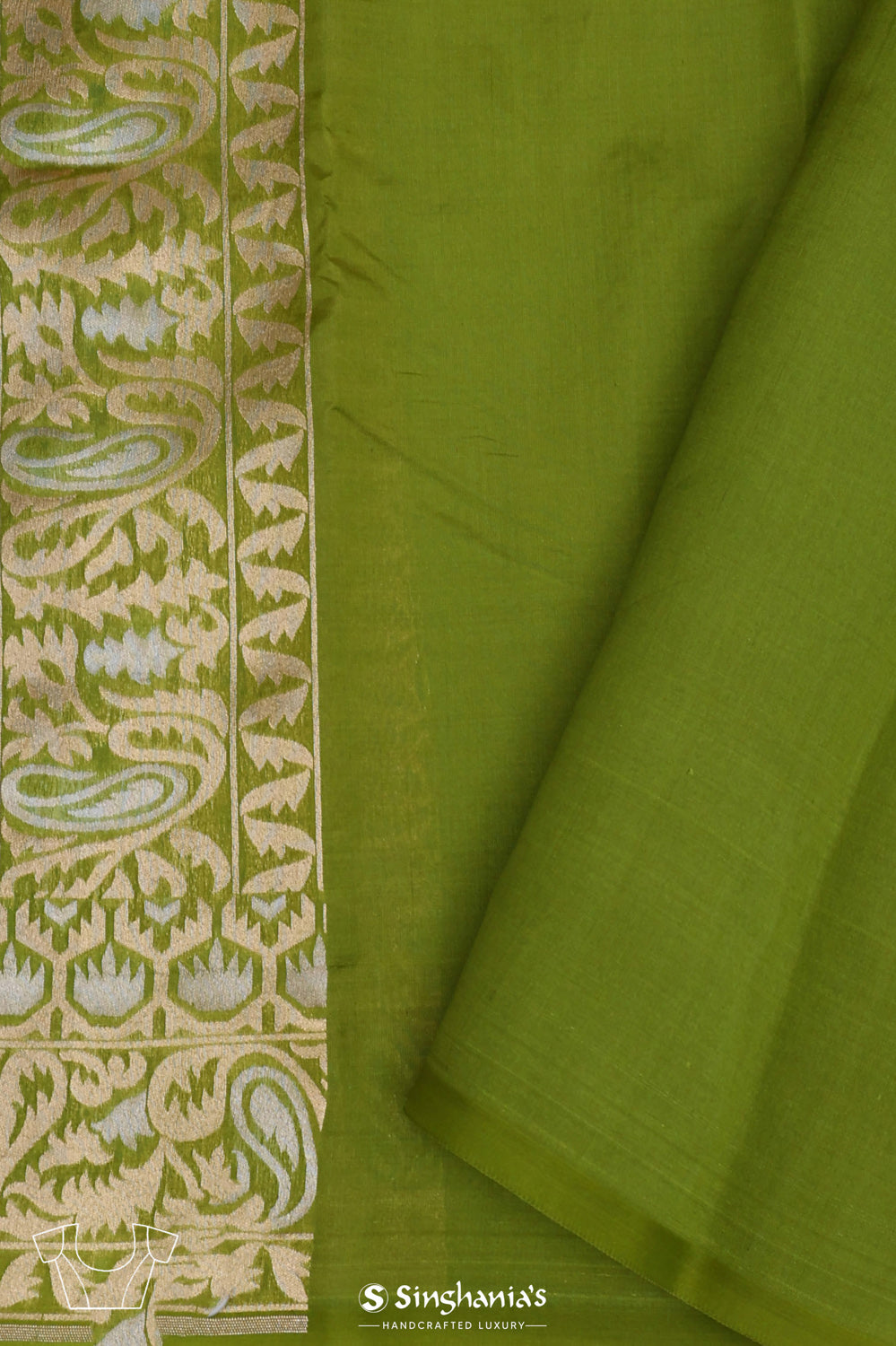 Apple Green Jaal Banarasi Silk Saree