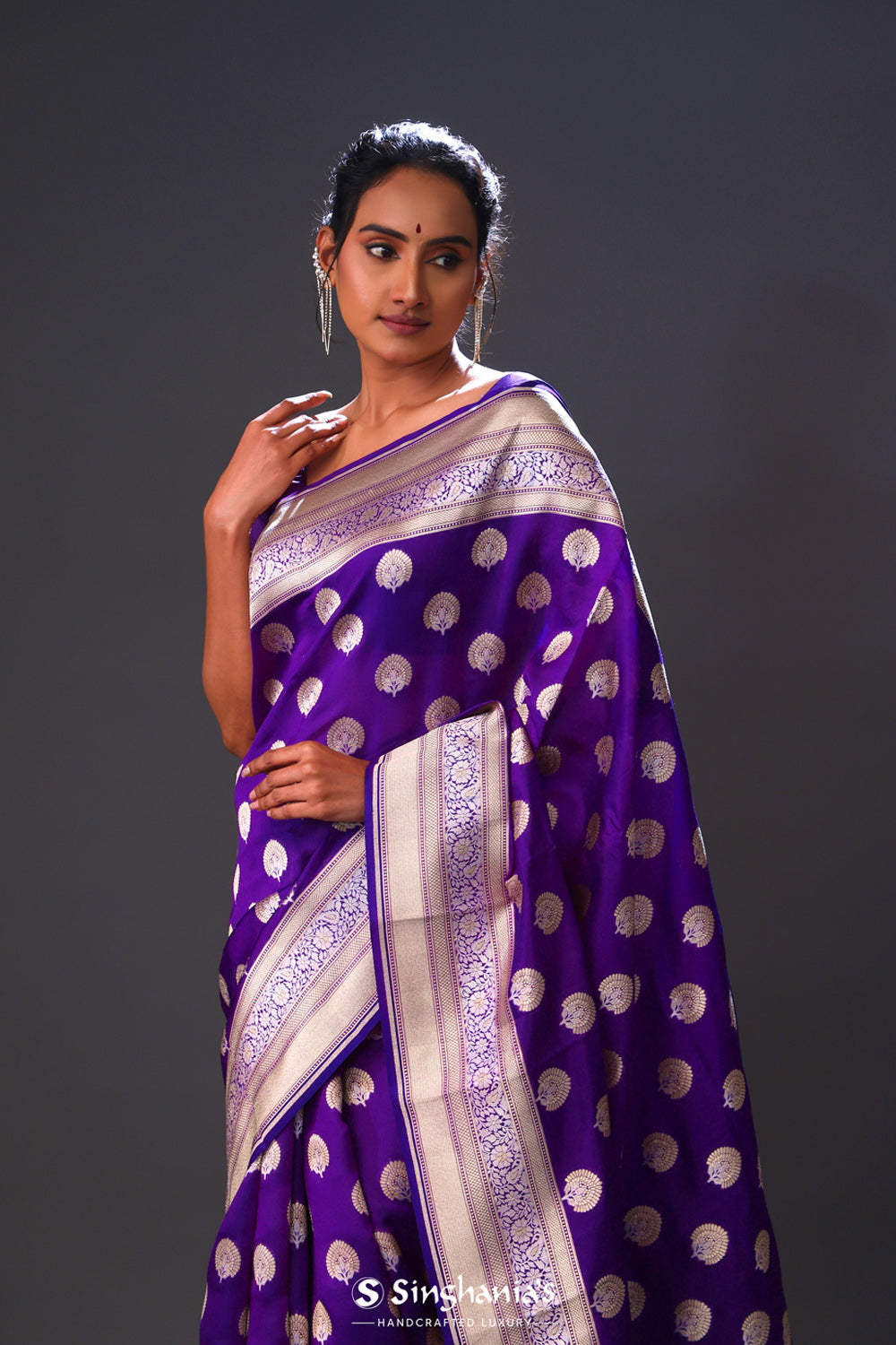 Rebecca Purple Butta Banarasi Silk Saree