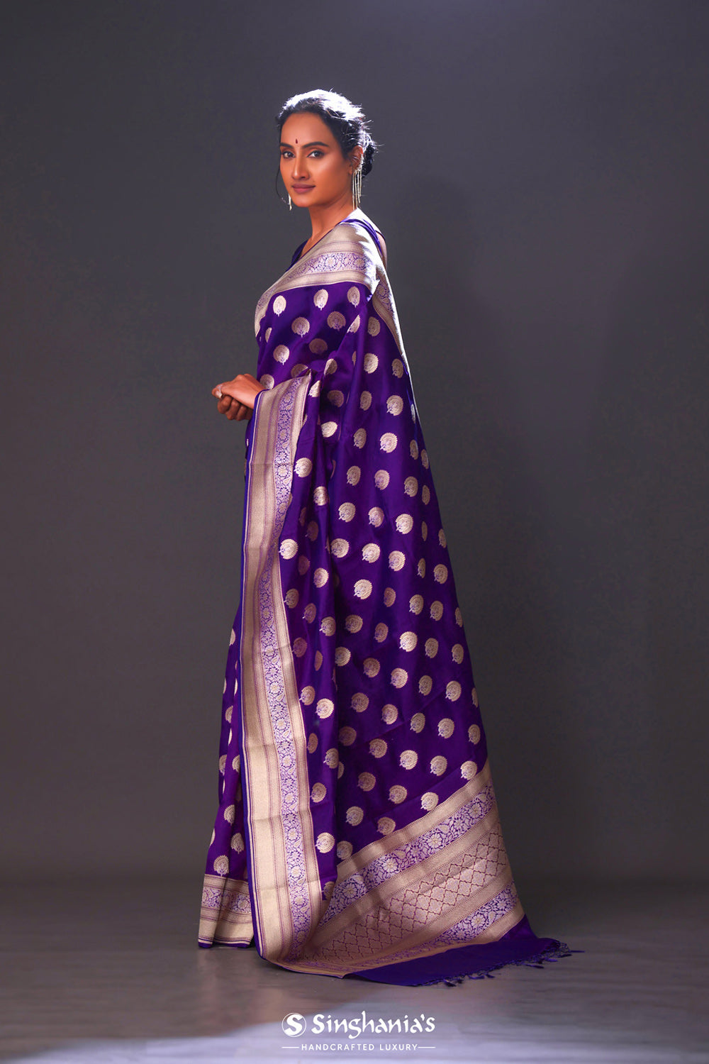 Rebecca Purple Butta Banarasi Silk Saree