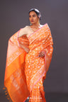 Pumpkin Orange Jaal Banarasi Silk Saree