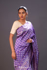 Kingfisher Purple Floral Banarasi Silk Saree