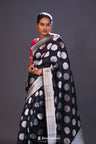 Charcoal Black Butta Banarasi Silk Saree