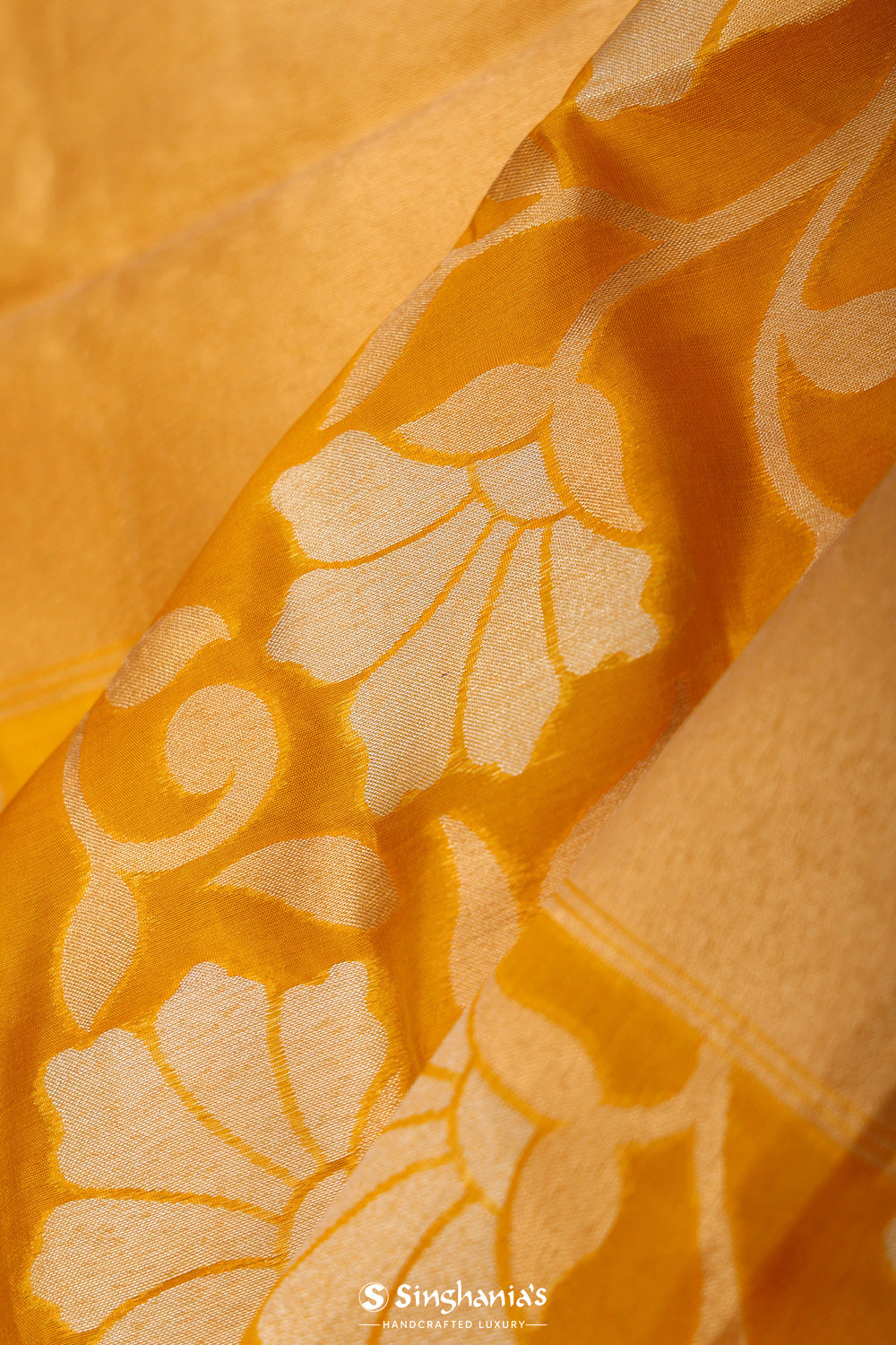 Deep Saffron Jaal Banarasi Silk Saree