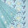 Pastel Blue Soft Net Saree With Geometric Floral Pattern - Singhania's
