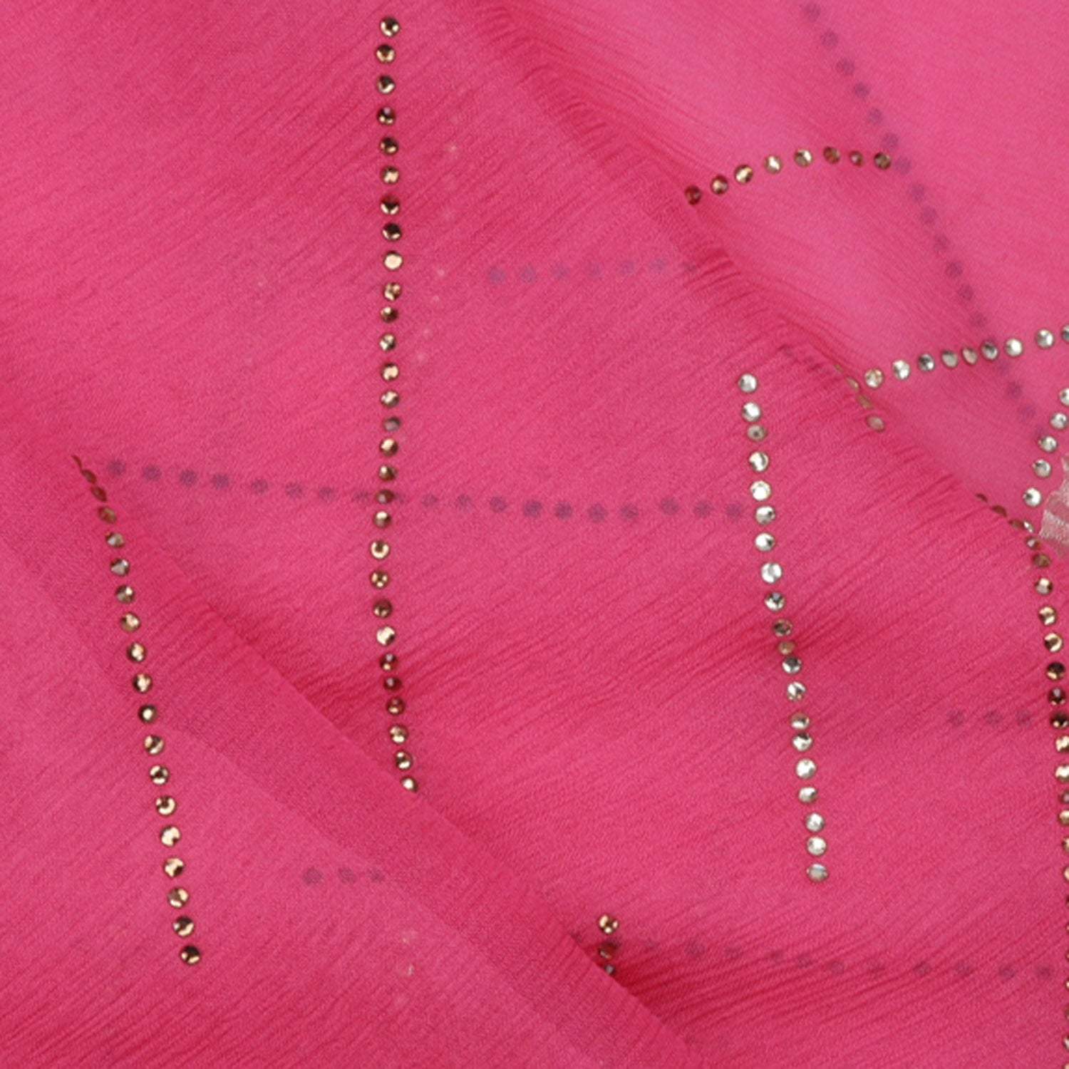 Pink Ombre Chiffon Saree With Stone Embroidery - Singhania's