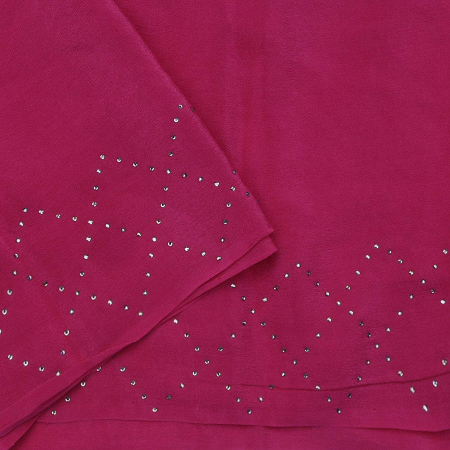 Pink Chiffon Saree With Stone Embroidery - Singhania's