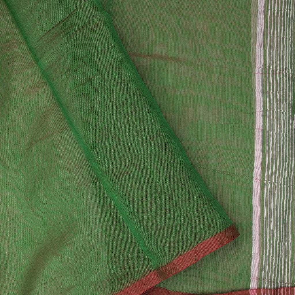 Forest Green Soft Net Saree With Geometric Floral Pattern - Singhania's