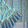 Blue Multicolor Tussar Printed Saree With Diagonal Stripes Pattern - Singhania's