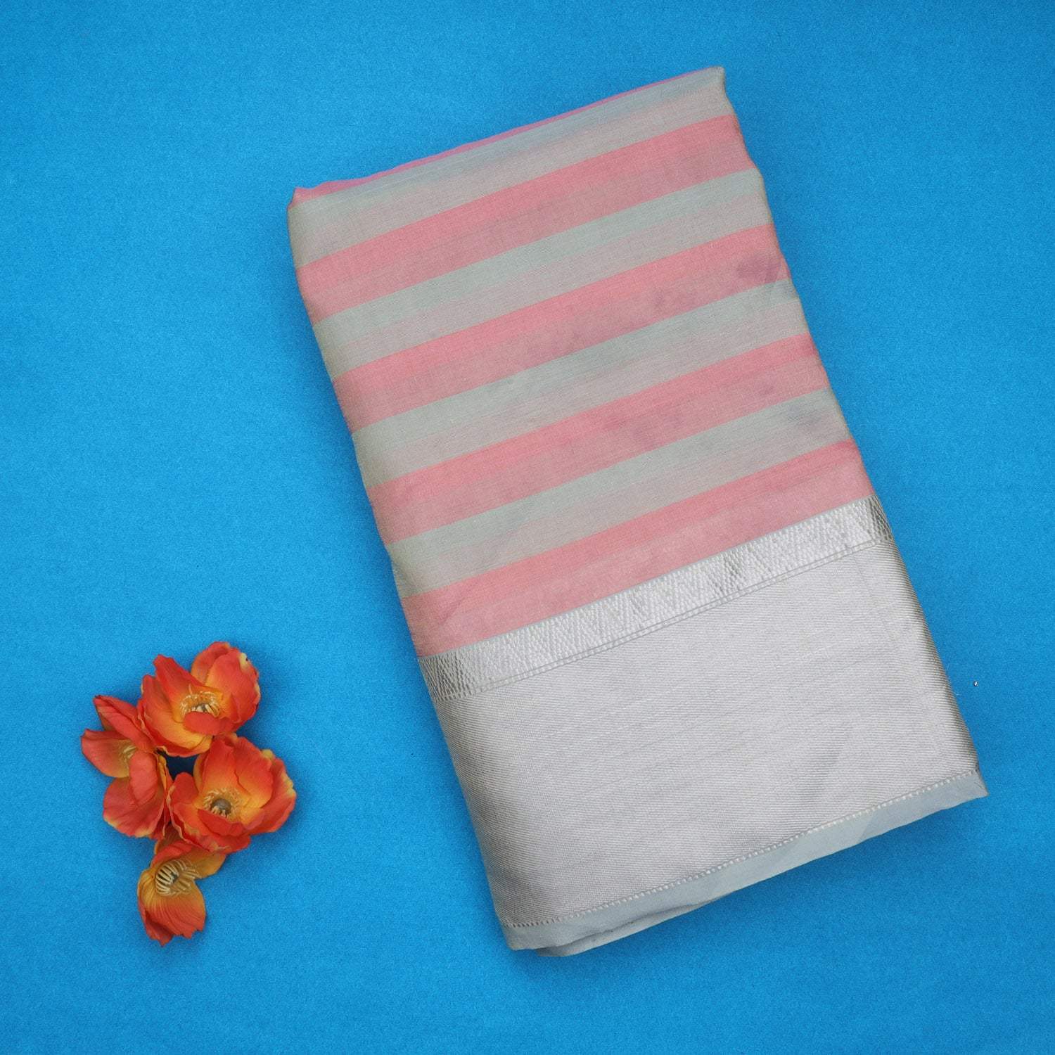 Grey Pink Tissue Designer Saree - Singhania's