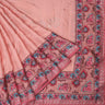 Coral Pink Printed Satin Silk Saree With Stone Work - Singhania's
