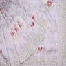Pastel Pale Pink Tissue Saree With Floral Embroidery - Singhania's