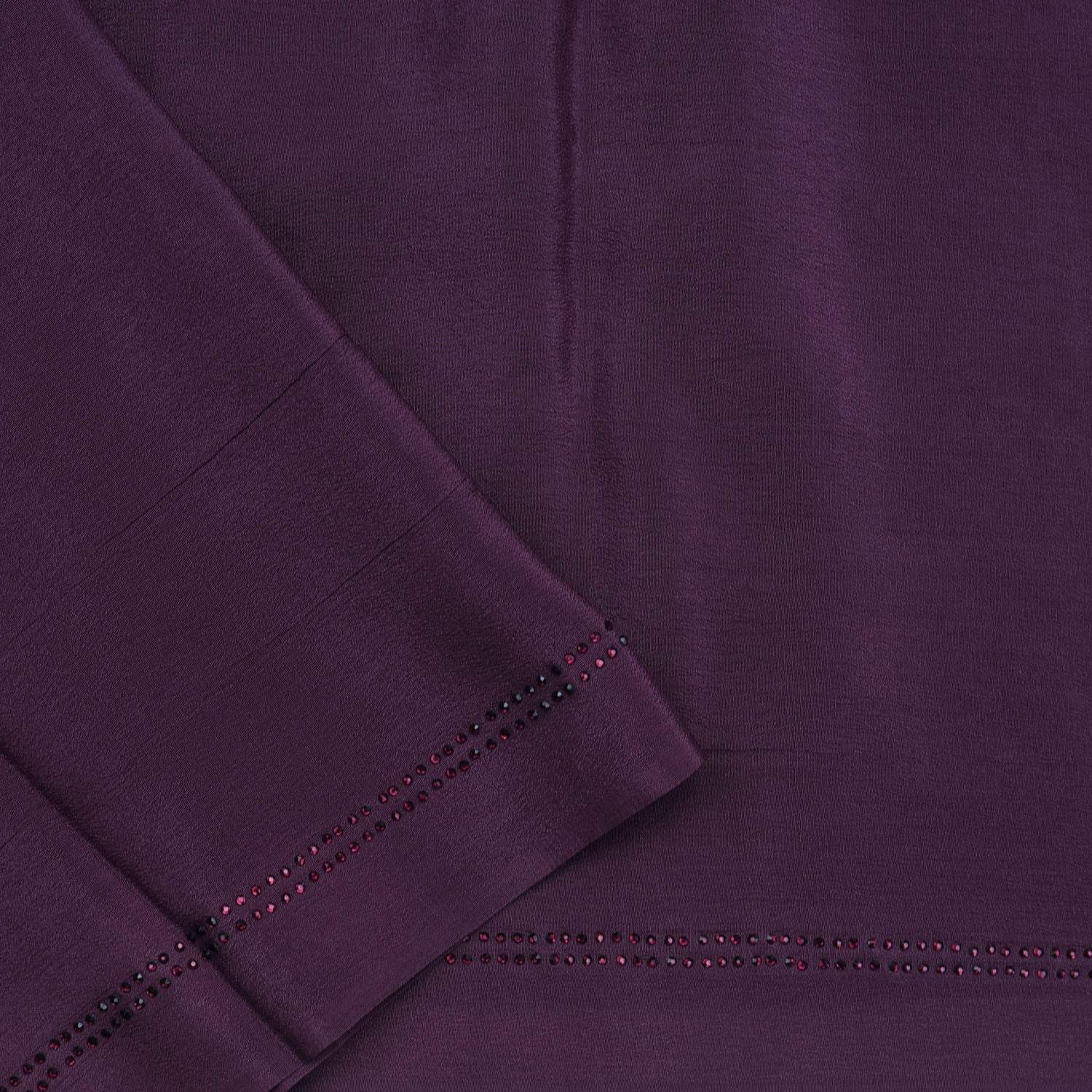 Eggplant Chiffon Saree With Embroidered Stone Work - Singhania's