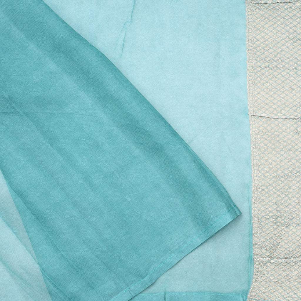 Baby Blue Georgette Saree With Bandhani Pattern - Singhania's