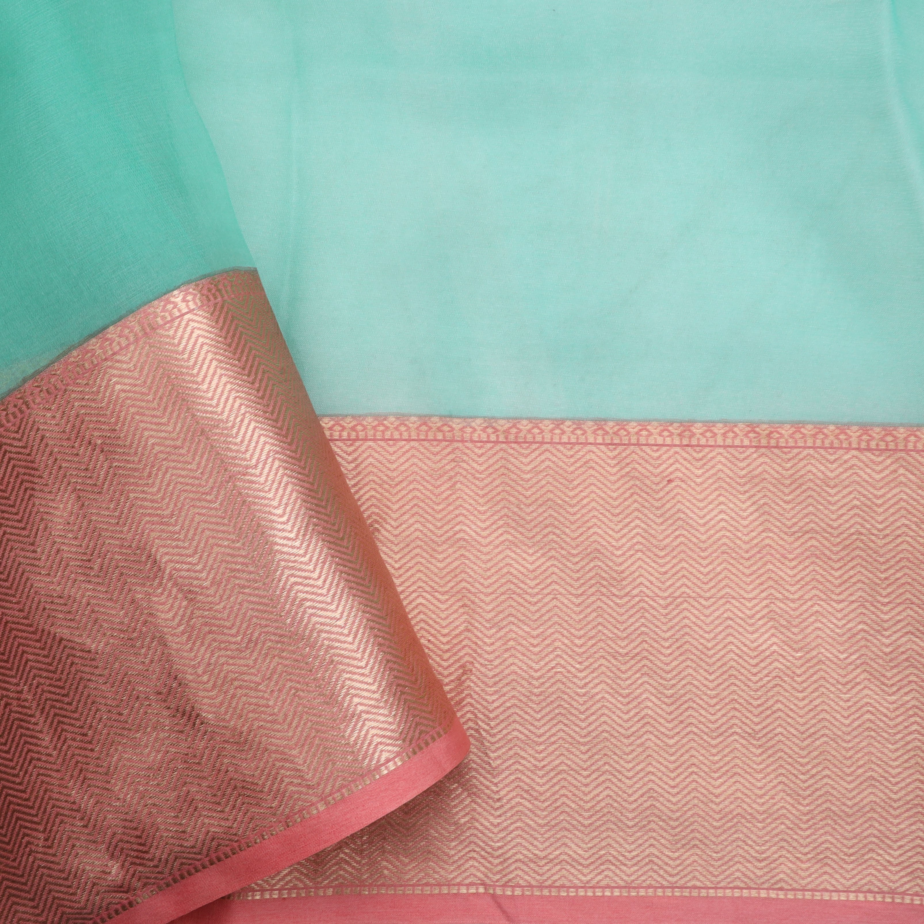 Pastel Blue Organza Saree With Floral Printed Pattern