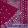 Deep Red Chiffon Banarasi Silk Saree With Floral Motifs - Singhania's