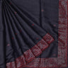 Pitch Black Color Tussar Designer With Mirror Embroidered Pattern - Singhania's