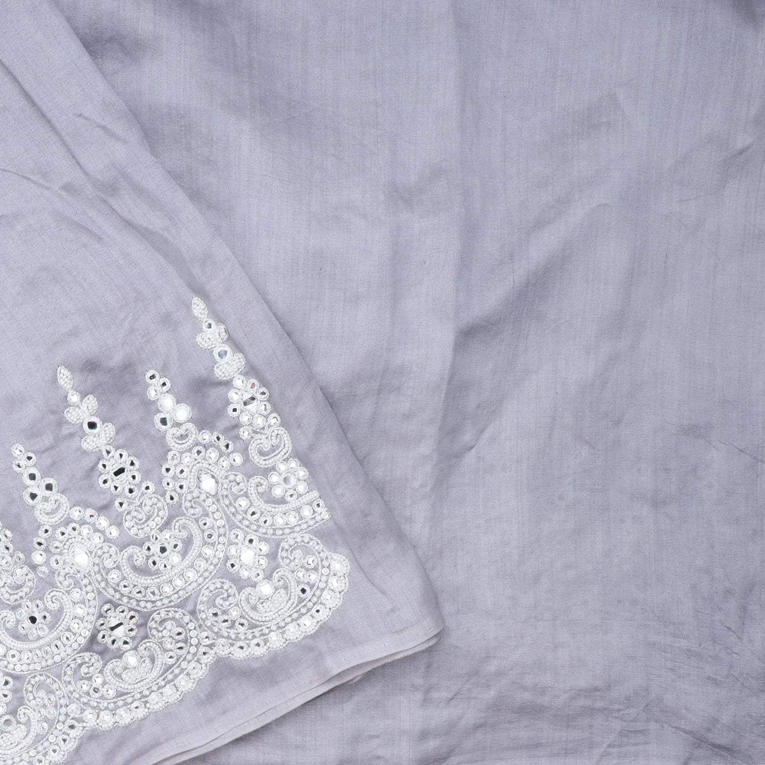 Pastel Lilac Organza Saree With Mirror Embroidery - Singhania's