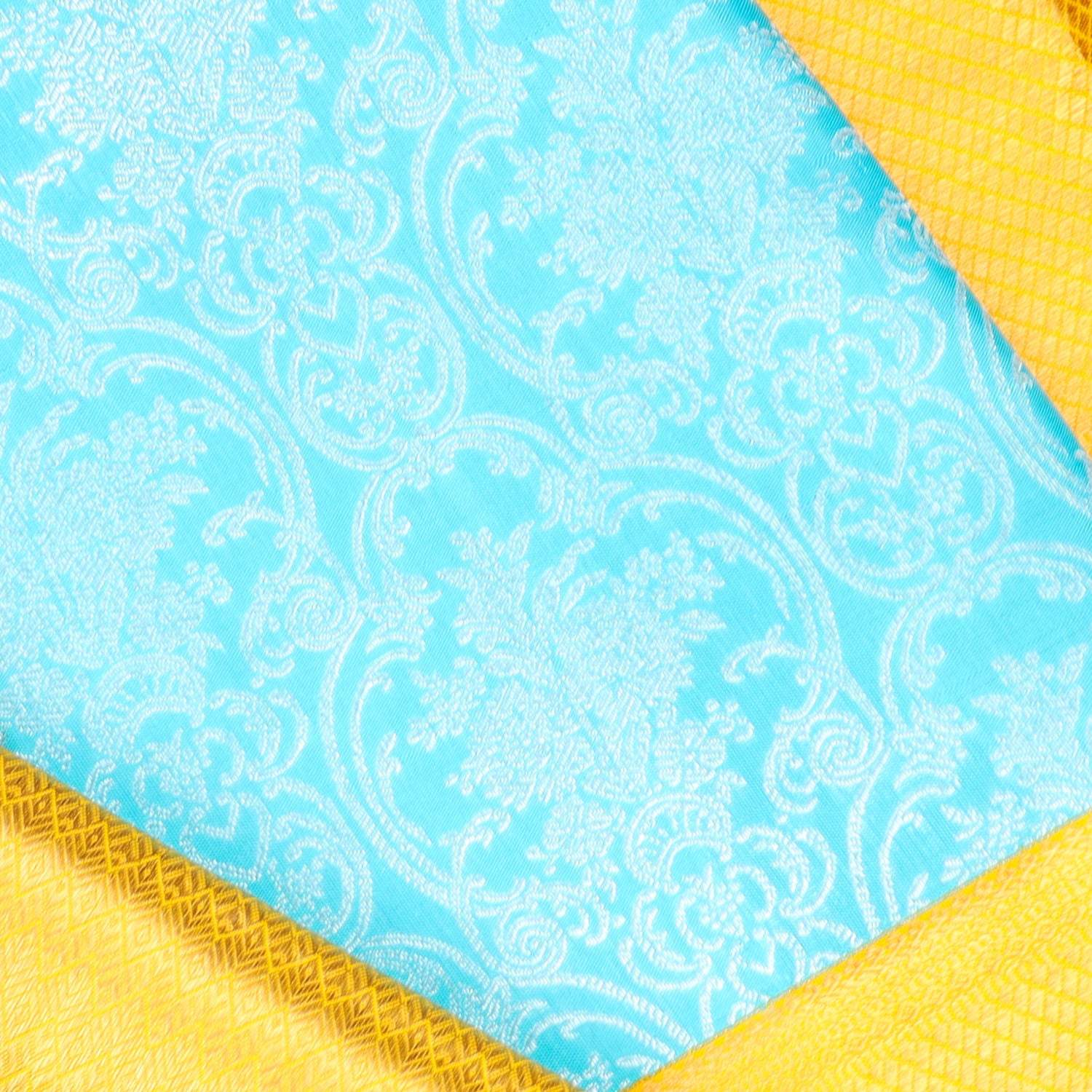 Ice Blue Tissue Kanjivaram Silk Saree With Floral Pattern - Singhania's