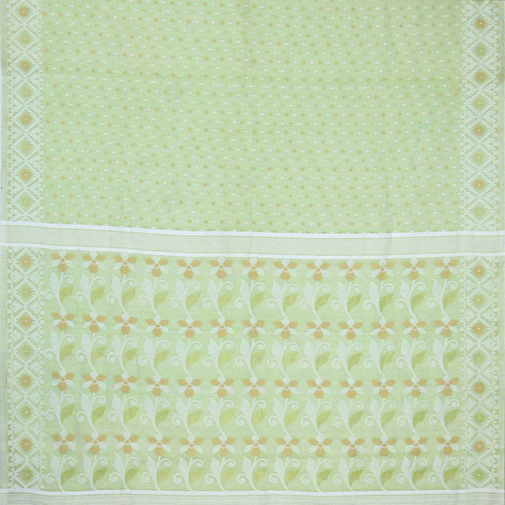 Mint Green Soft Net Saree With Polka Dotted Pattern - Singhania's