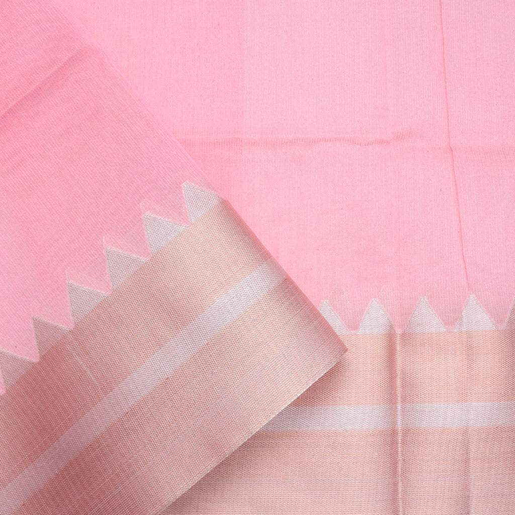 Pastel Pink Organza Saree With Floral Embroidered Pattern - Singhania's