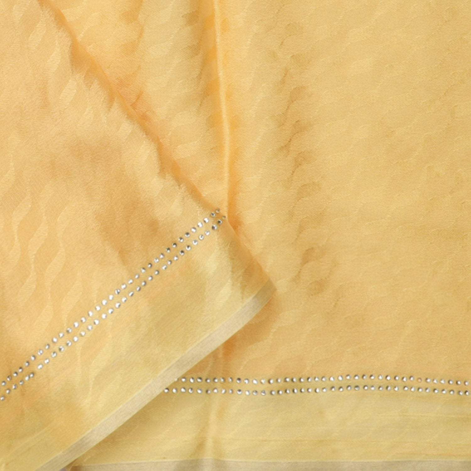 Pastel Yellow Chiffon Saree With Stone Embroidery - Singhania's