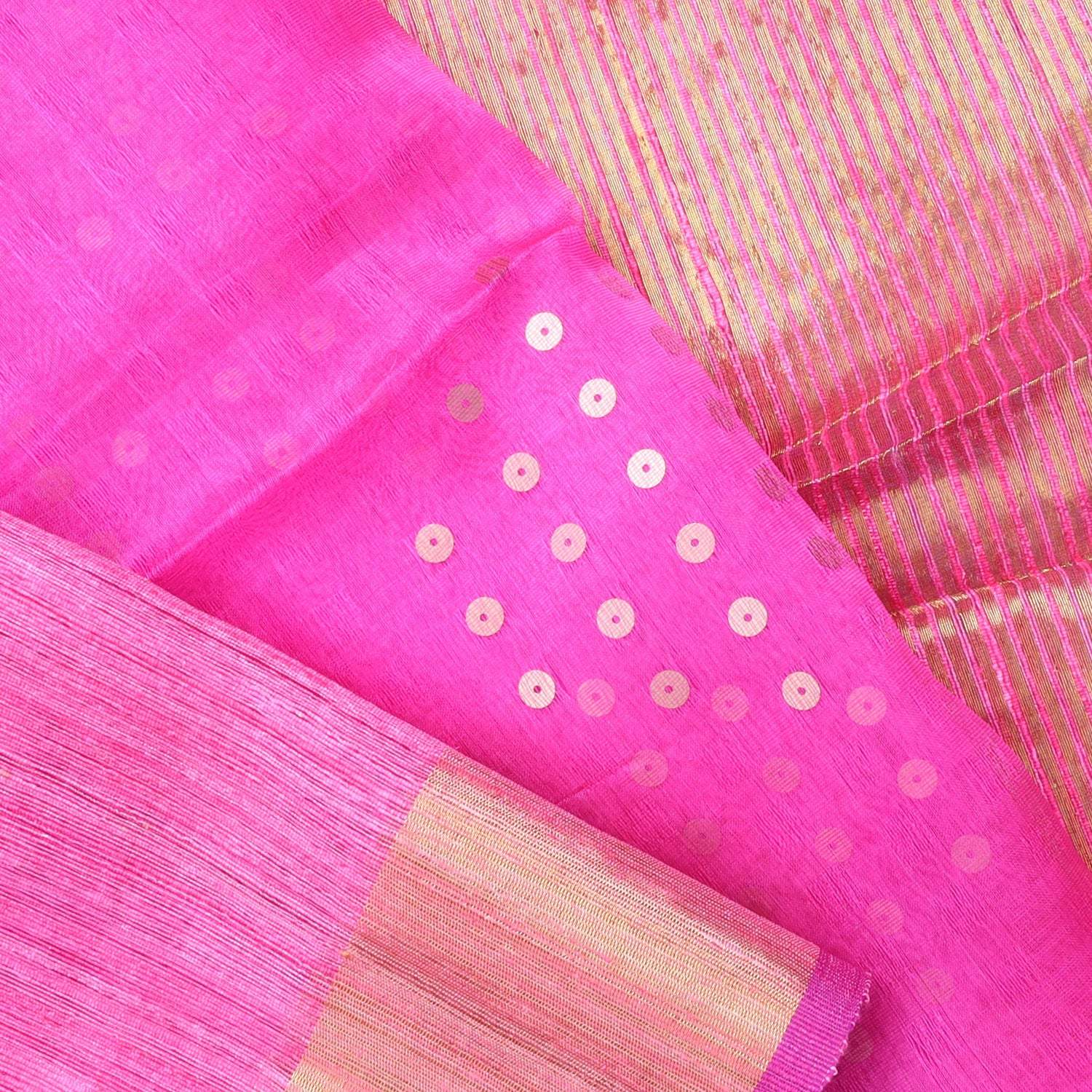 Light Pink Matka Saree With Sequin Embroidery - Singhania's