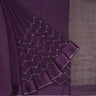 Eggplant Chiffon Saree With Embroidered Stone Work - Singhania's